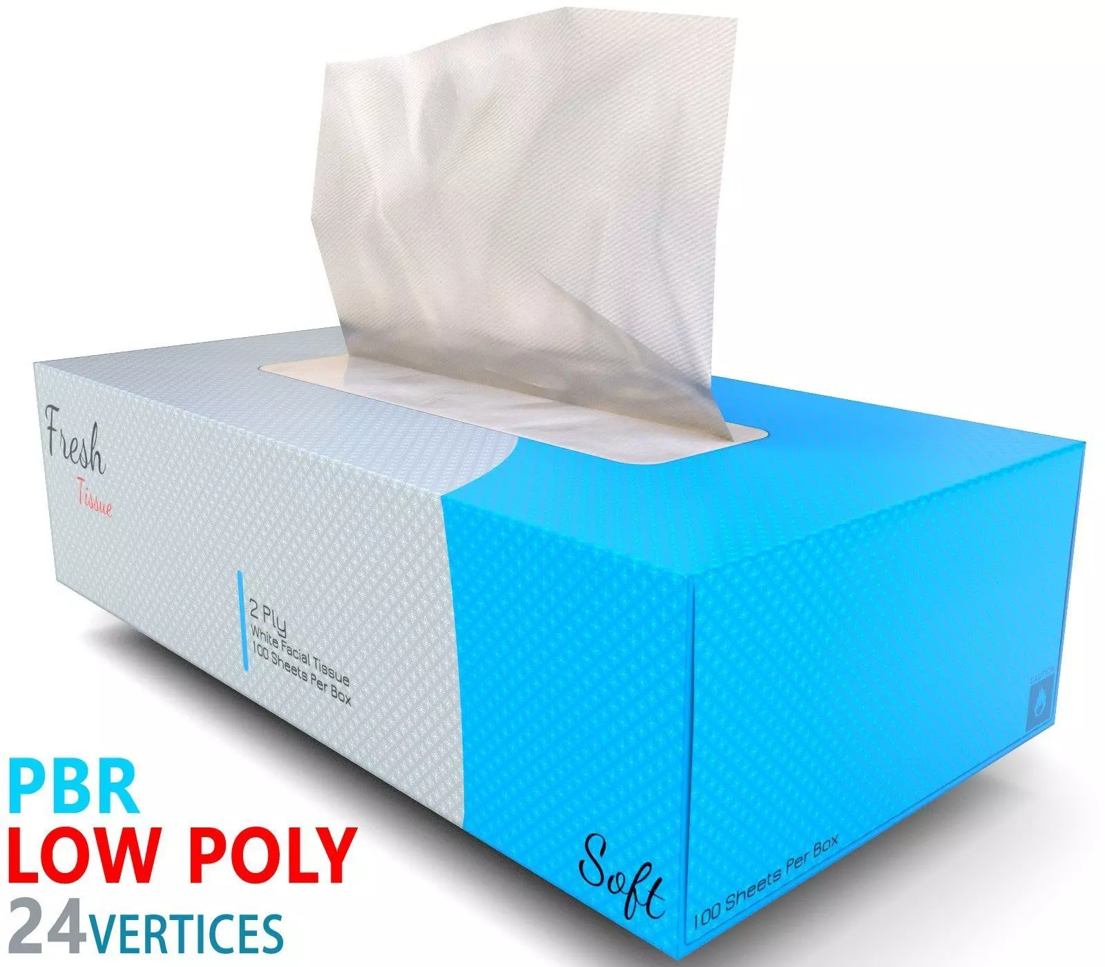Facial Tissue Box - Game Ready - VR AR Low-poly 3D model_0