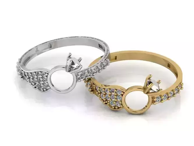 Angel wing gold silver ring  3D printing model 3D print model