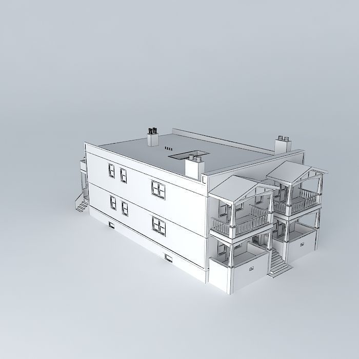 4 - Plex two story house Free 3D model_3