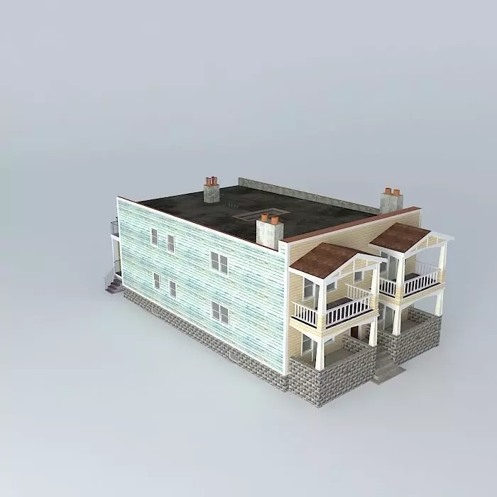 4 - Plex two story house Free 3D model_0