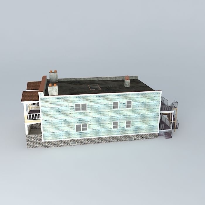 4 - Plex two story house Free 3D model_2