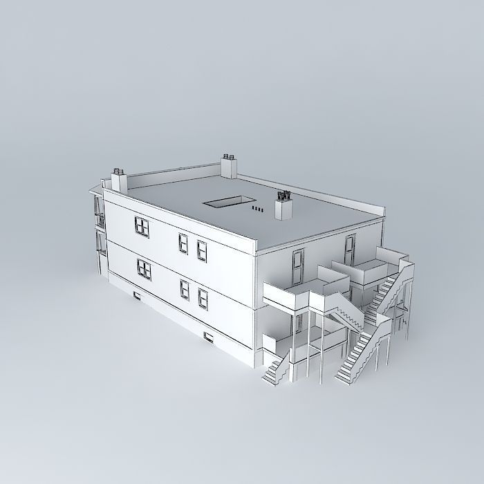 4 - Plex two story house Free 3D model_4