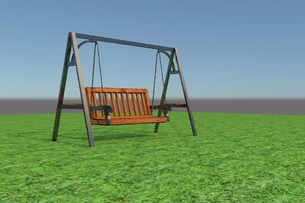 Swing wooden in grass 3D model