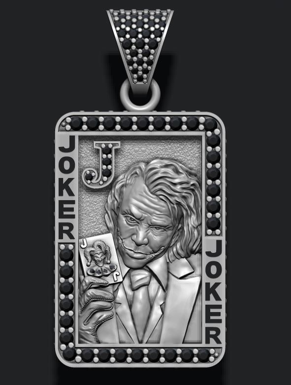 Joker playing card pendant 3D print model_4