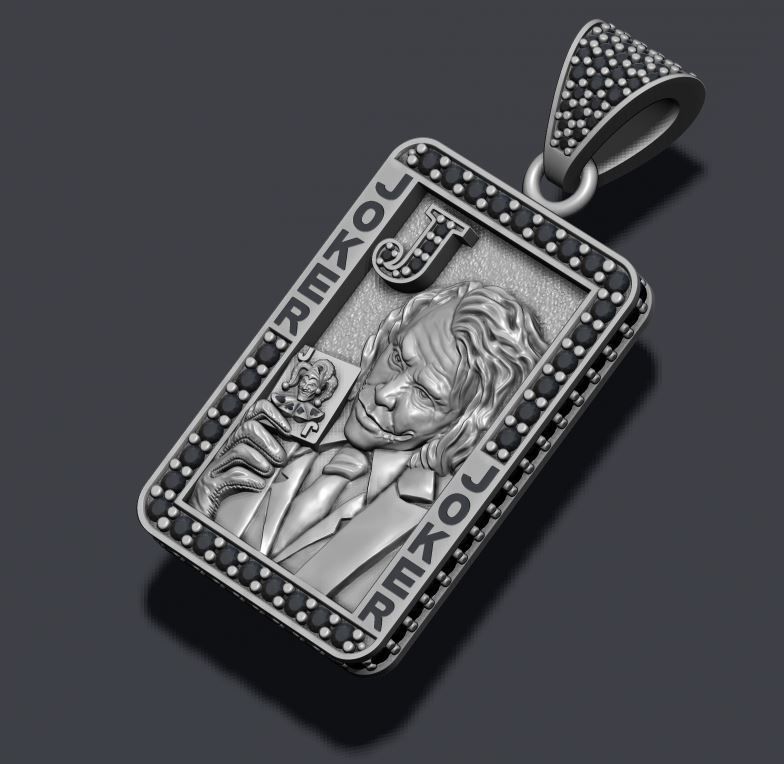 Joker playing card pendant 3D print model_6
