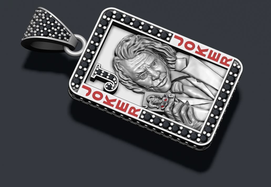 Joker playing card pendant 3D print model_9