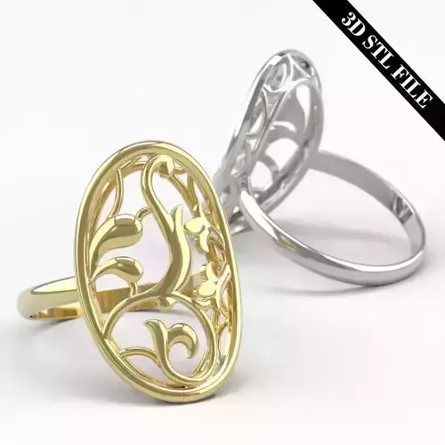 Flower ring - STL file - 4 ring sizes - Ready to print