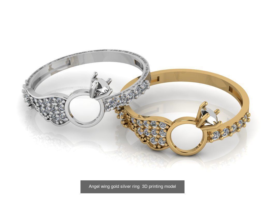 Angel wing gold silver collection 3d printing models _3