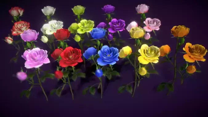 Flower Rose Bungaria Low-poly 3D model