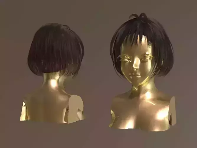 LOW POLY  - HAIR RIGEED  4K PBR  Low-poly 3D model