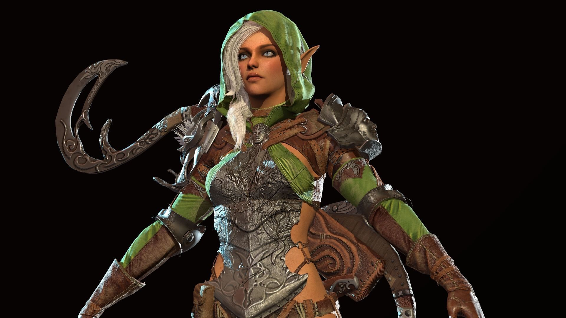 Elf girl Low-poly 3D model_42