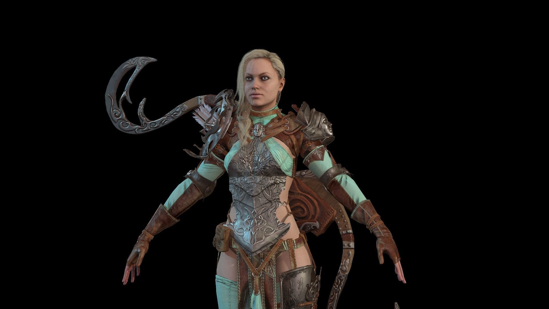 Elf girl Low-poly 3D model_26