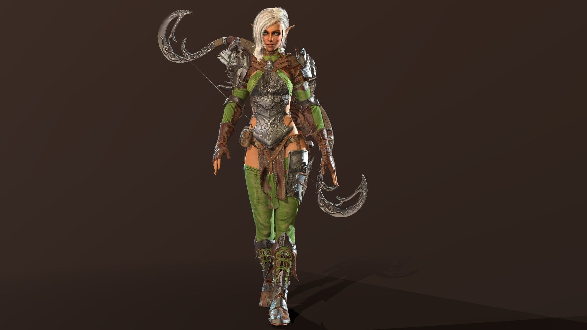 Elf girl Low-poly 3D model_9