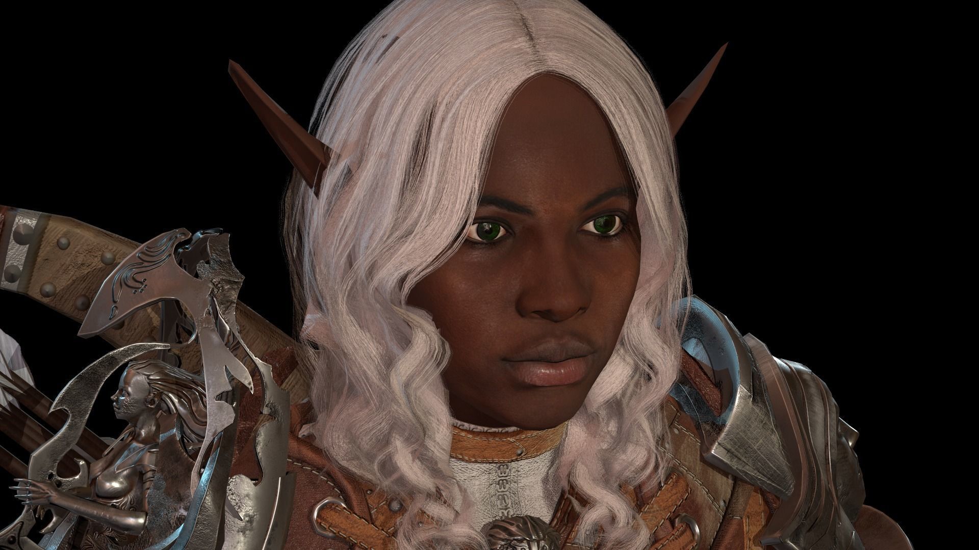 Elf girl Low-poly 3D model_20