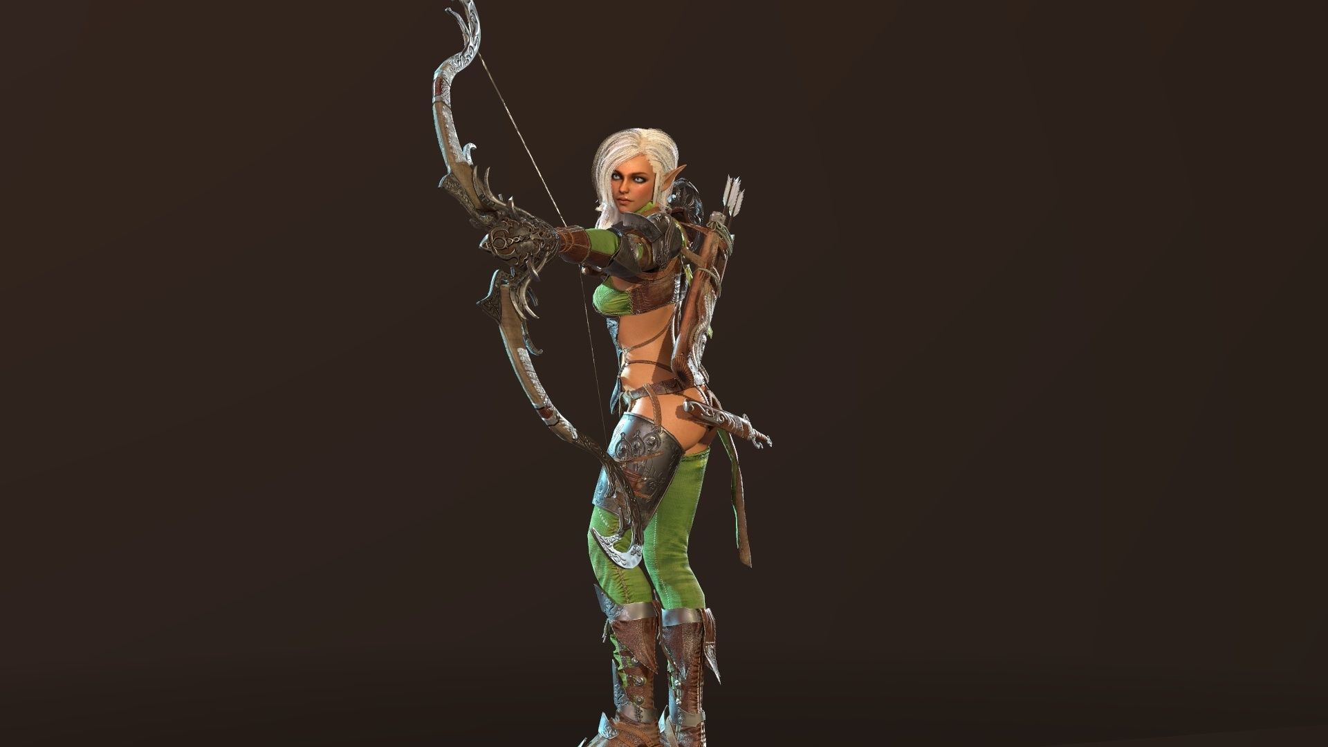 Elf girl Low-poly 3D model_7