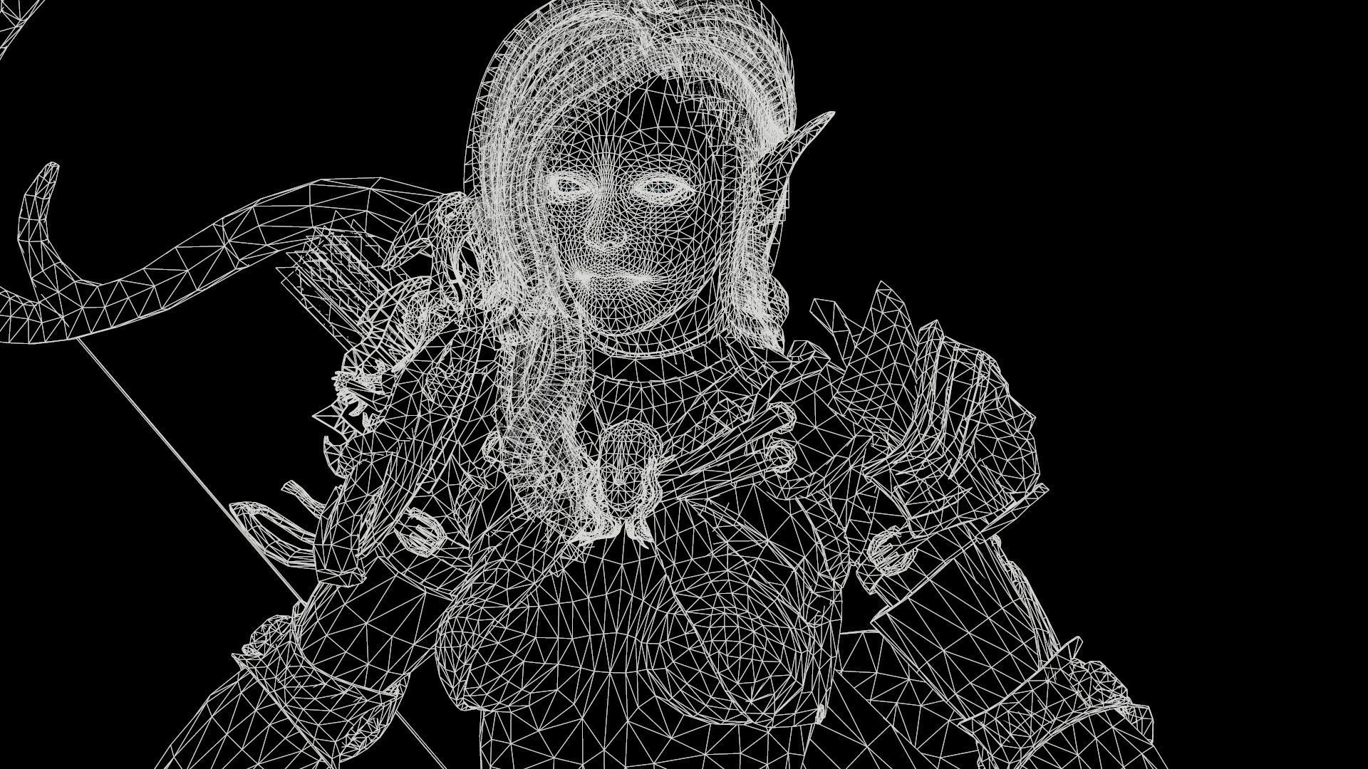 Elf girl Low-poly 3D model_17