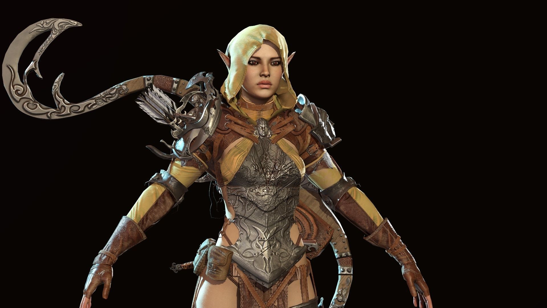 Elf girl Low-poly 3D model_25