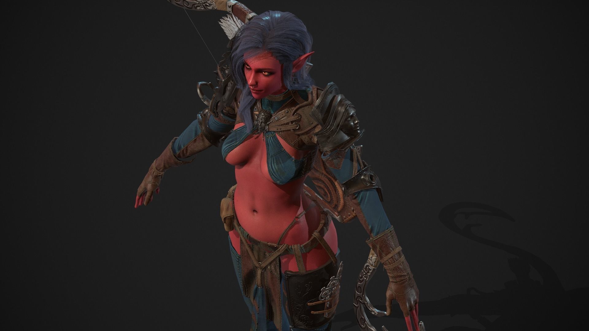 Elf girl Low-poly 3D model_18