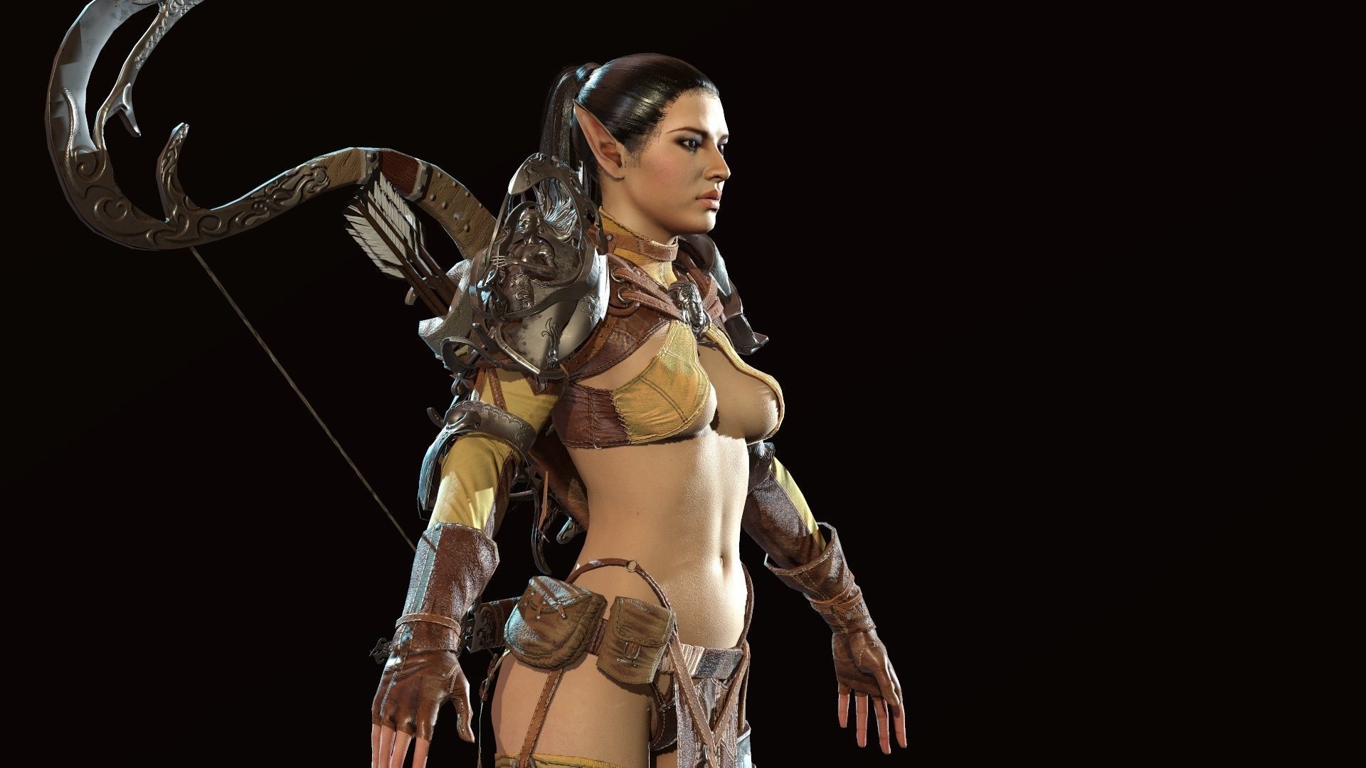 Elf girl Low-poly 3D model_21