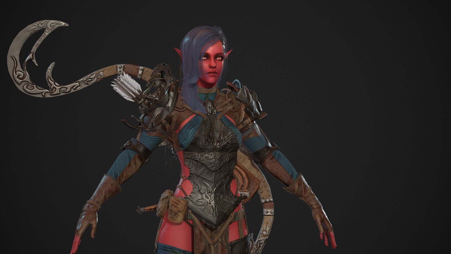 Elf girl Low-poly 3D model_16