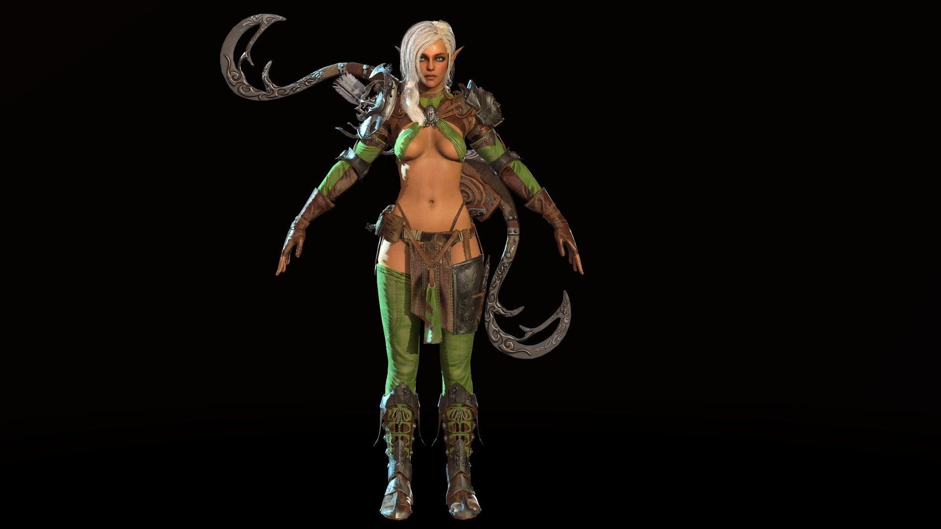 Elf girl Low-poly 3D model_39