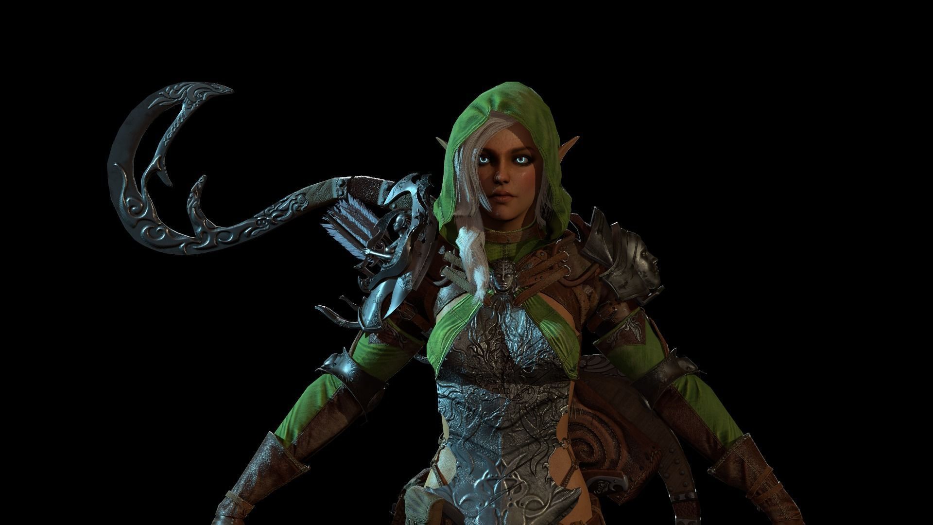 Elf girl Low-poly 3D model_40