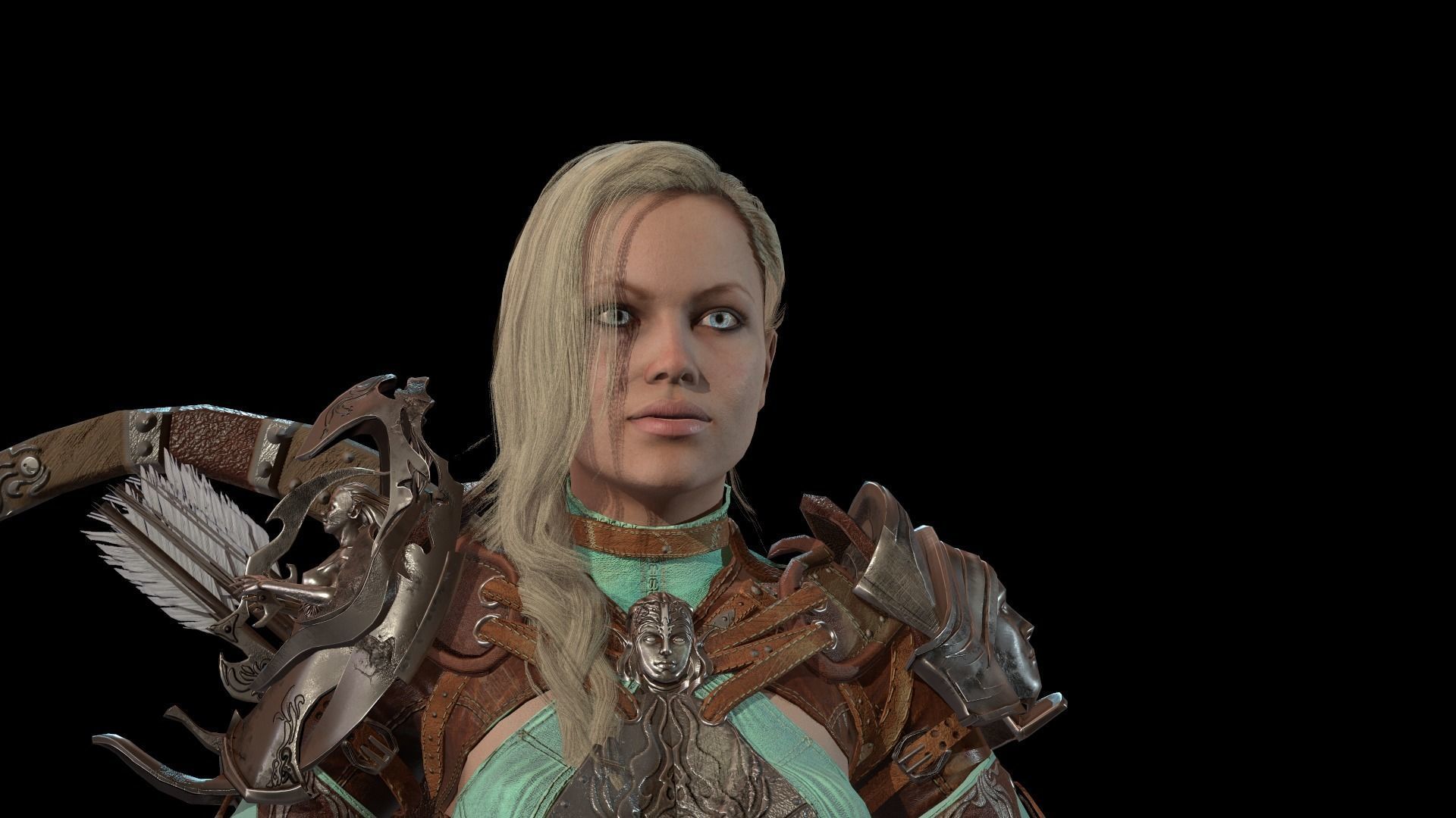 Elf girl Low-poly 3D model_29