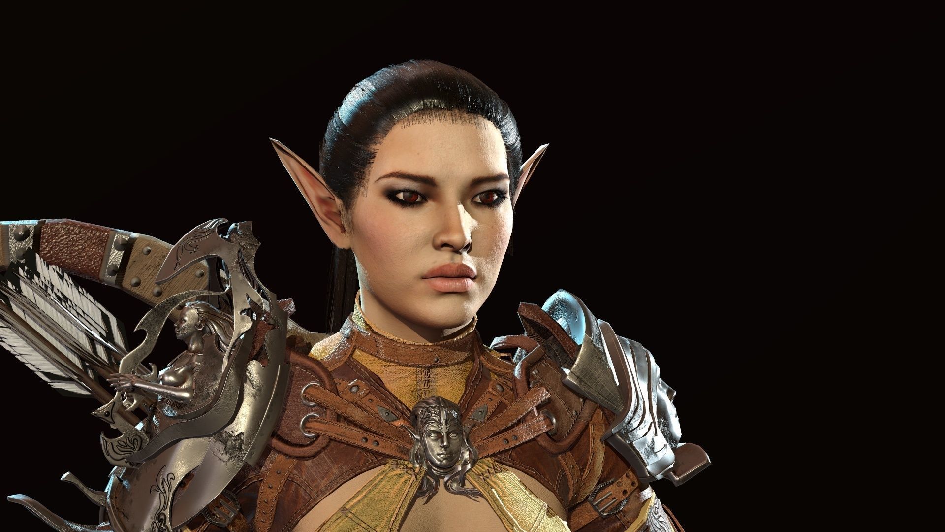 Elf girl Low-poly 3D model_23