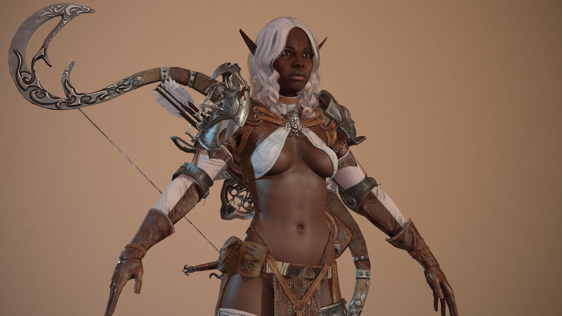 Elf girl Low-poly 3D model_22