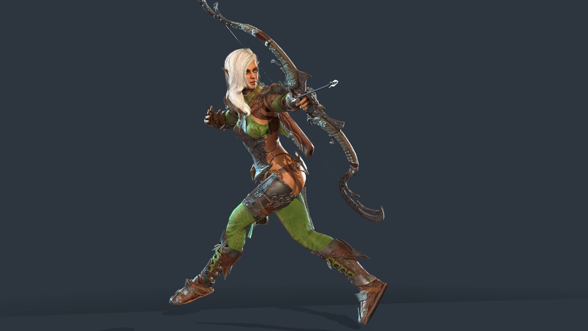 Elf girl Low-poly 3D model_12