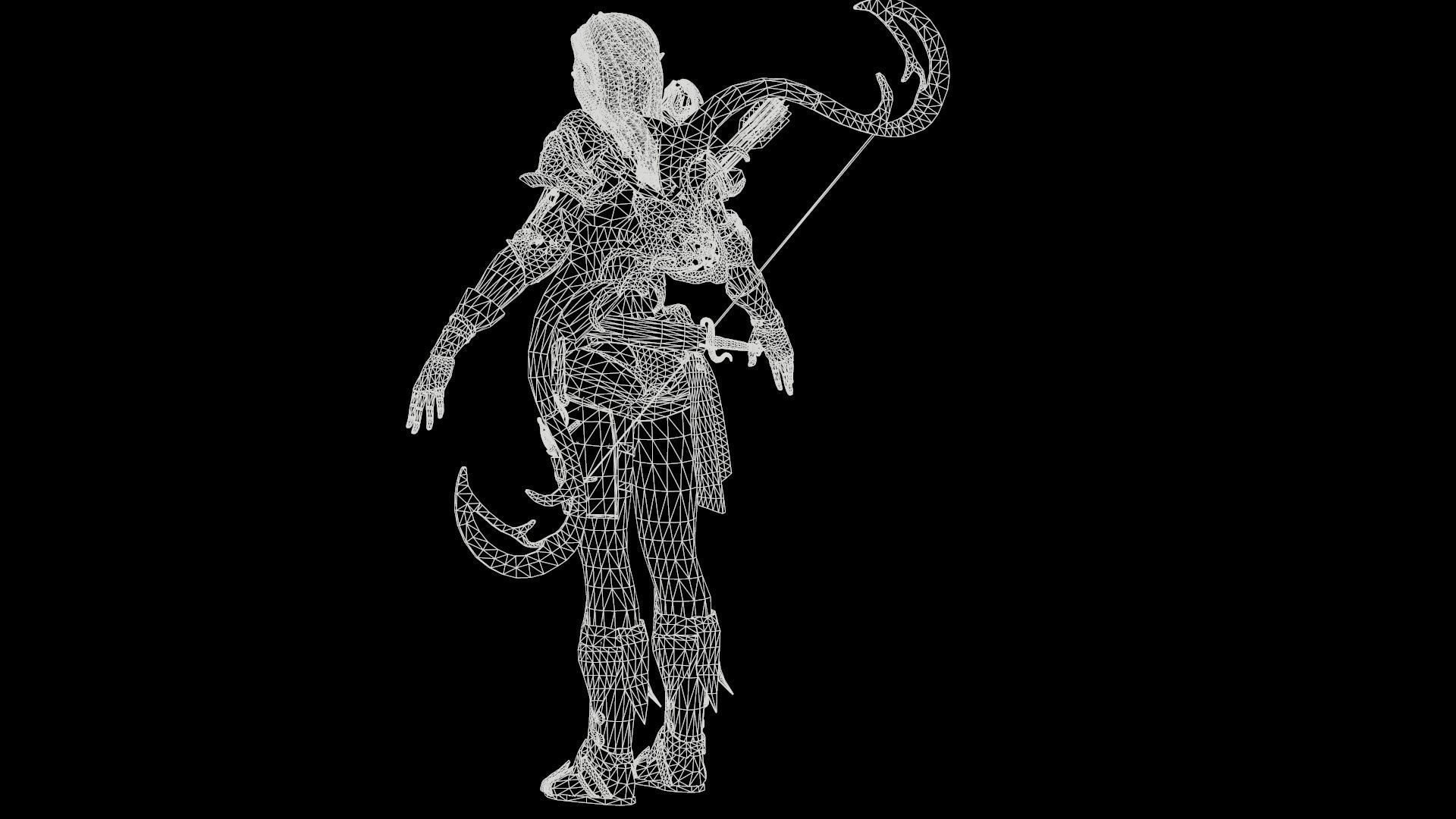 Elf girl Low-poly 3D model_15