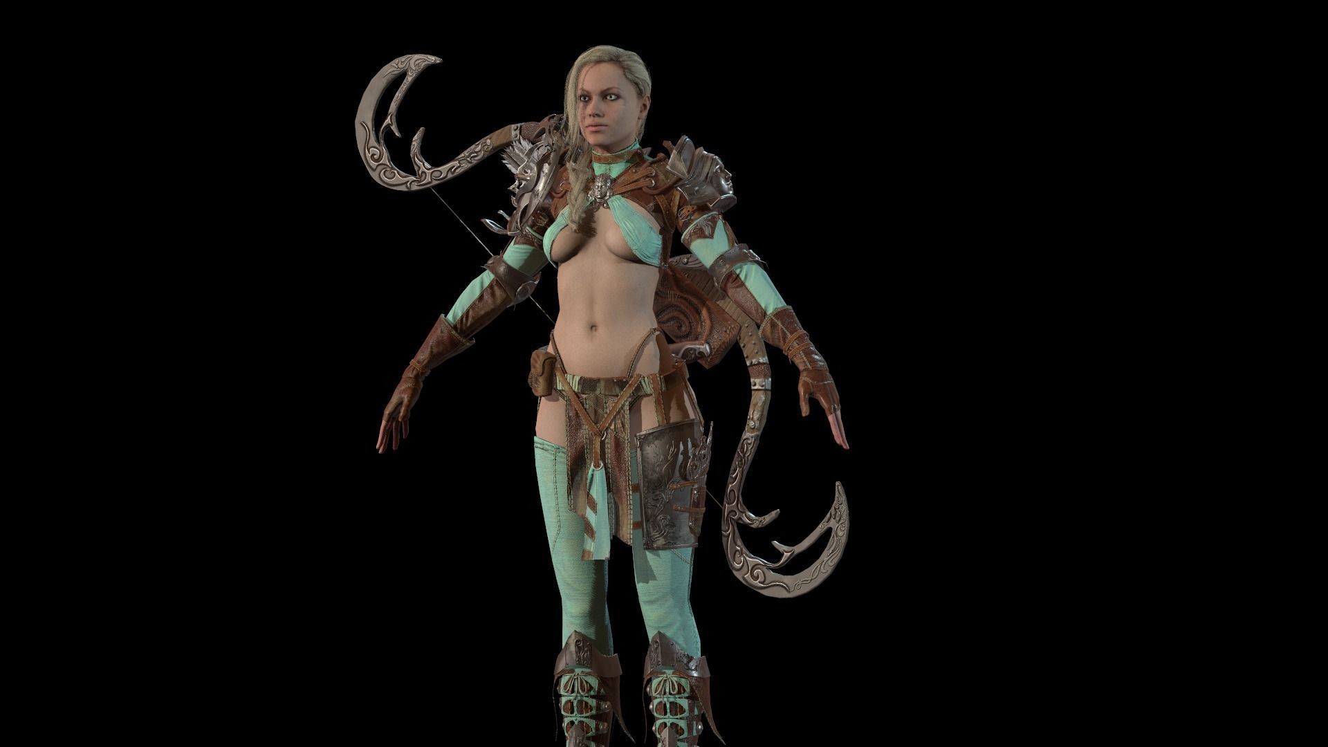 Elf girl Low-poly 3D model_30