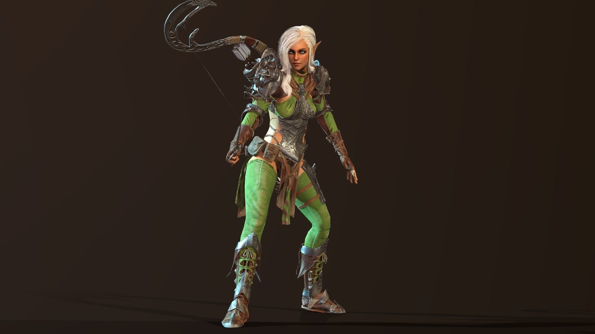 Elf girl Low-poly 3D model_10