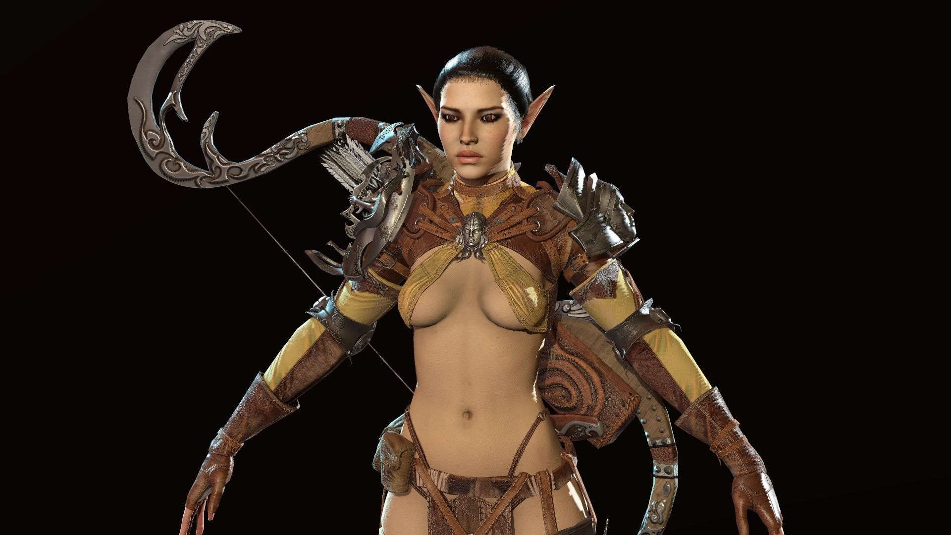 Elf girl Low-poly 3D model_19