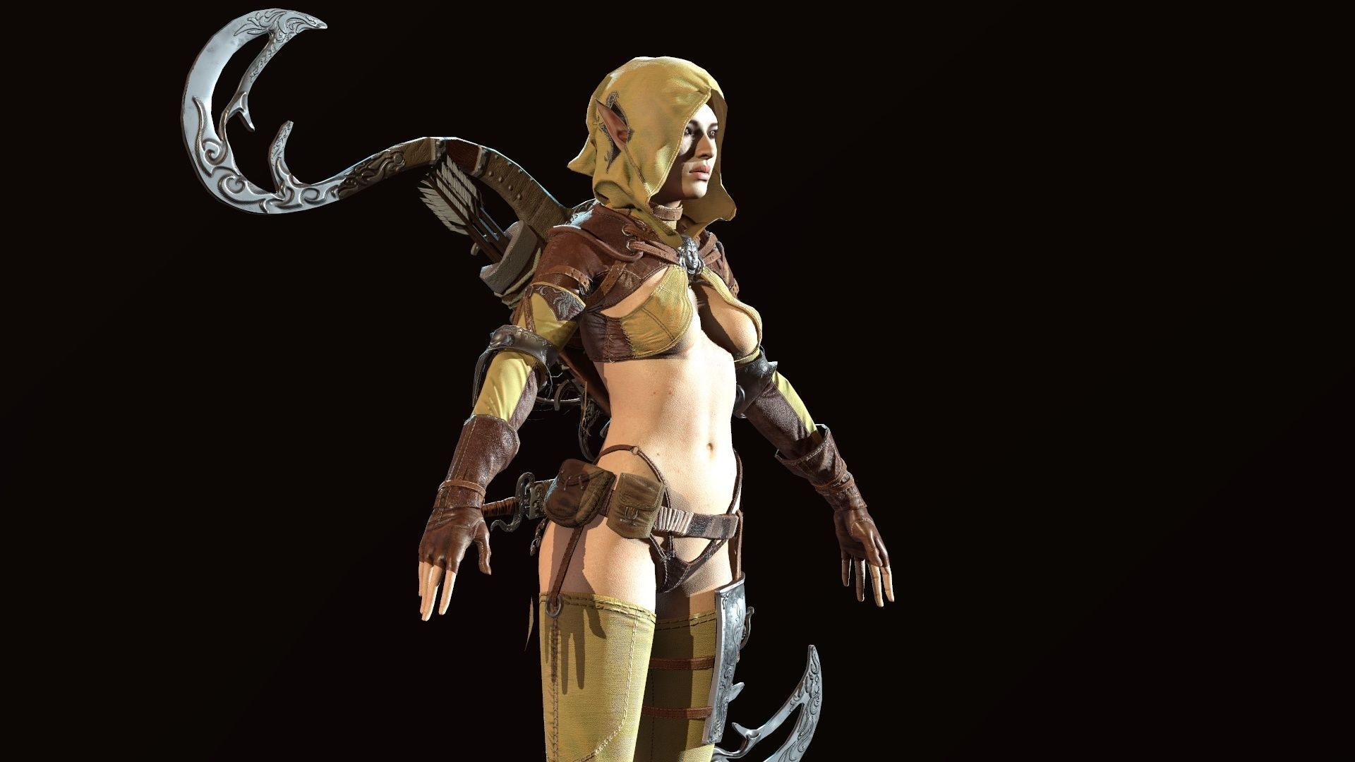 Elf girl Low-poly 3D model_27