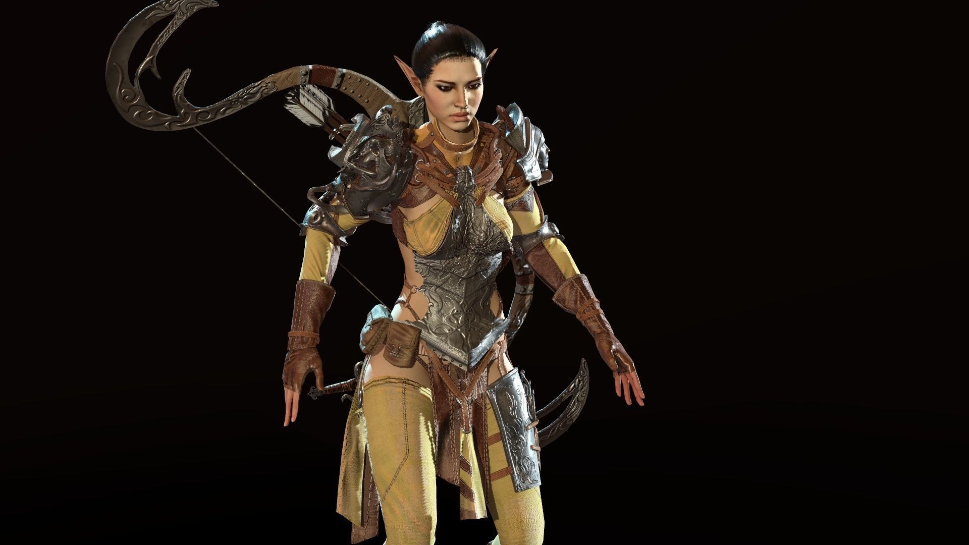 Elf girl Low-poly 3D model_13