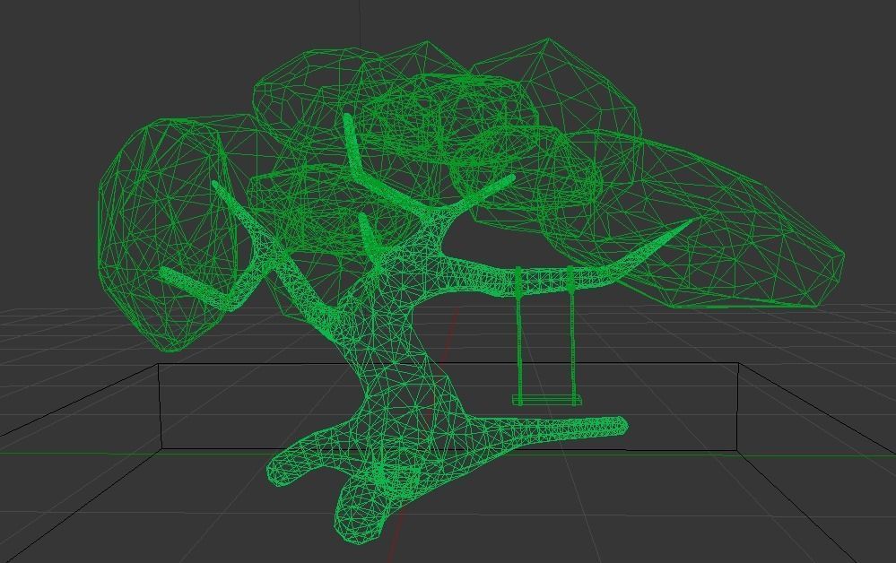  sakura with swing Low Poly Low-poly 3D model_7
