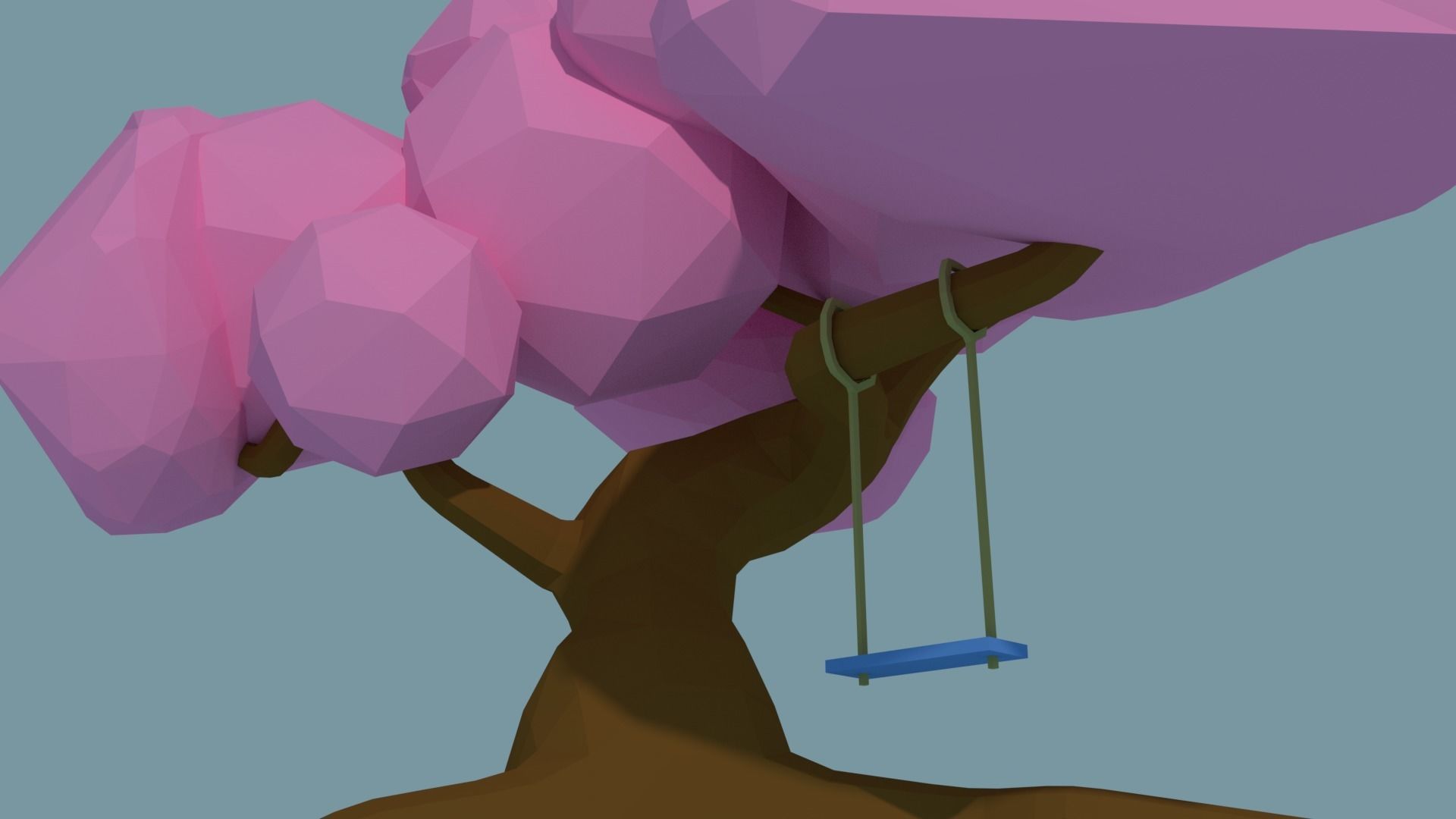  sakura with swing Low Poly Low-poly 3D model_5