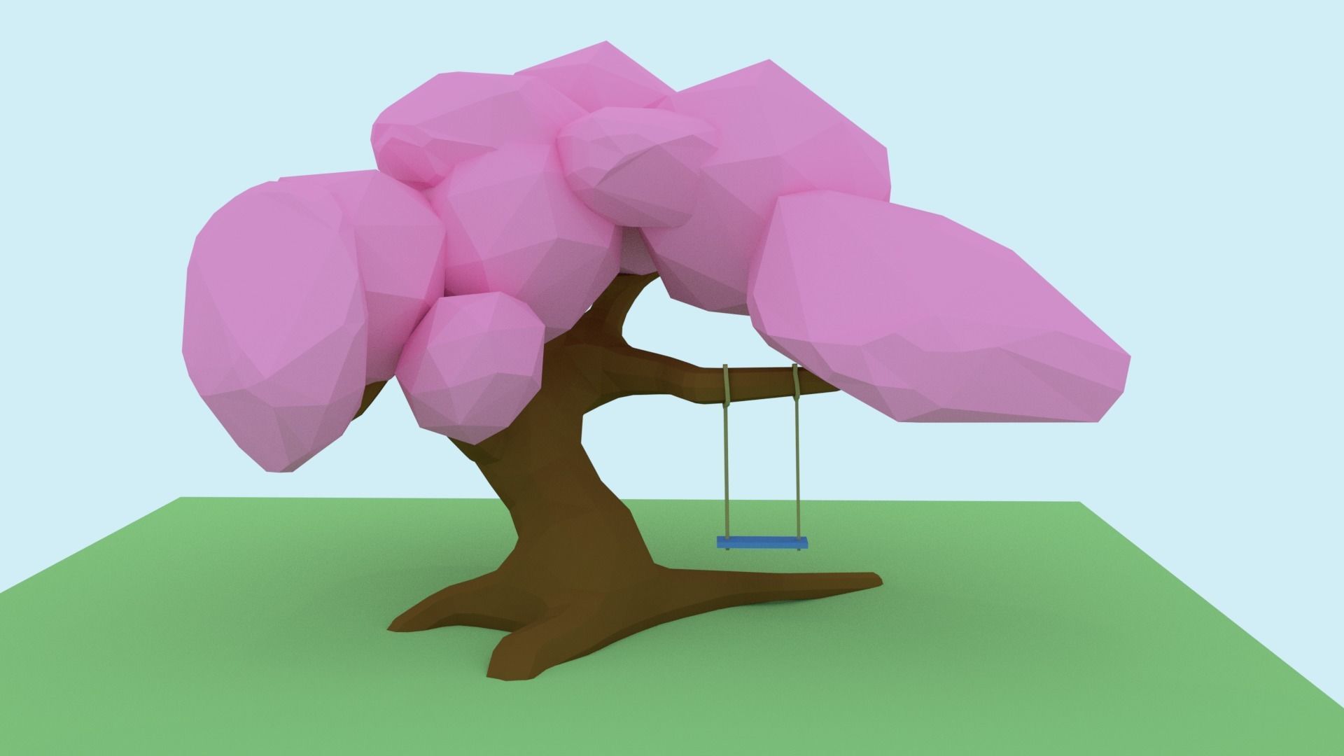  sakura with swing Low Poly Low-poly 3D model_4