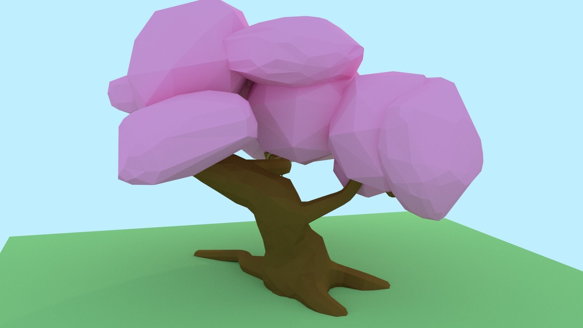  sakura with swing Low Poly Low-poly 3D model_6