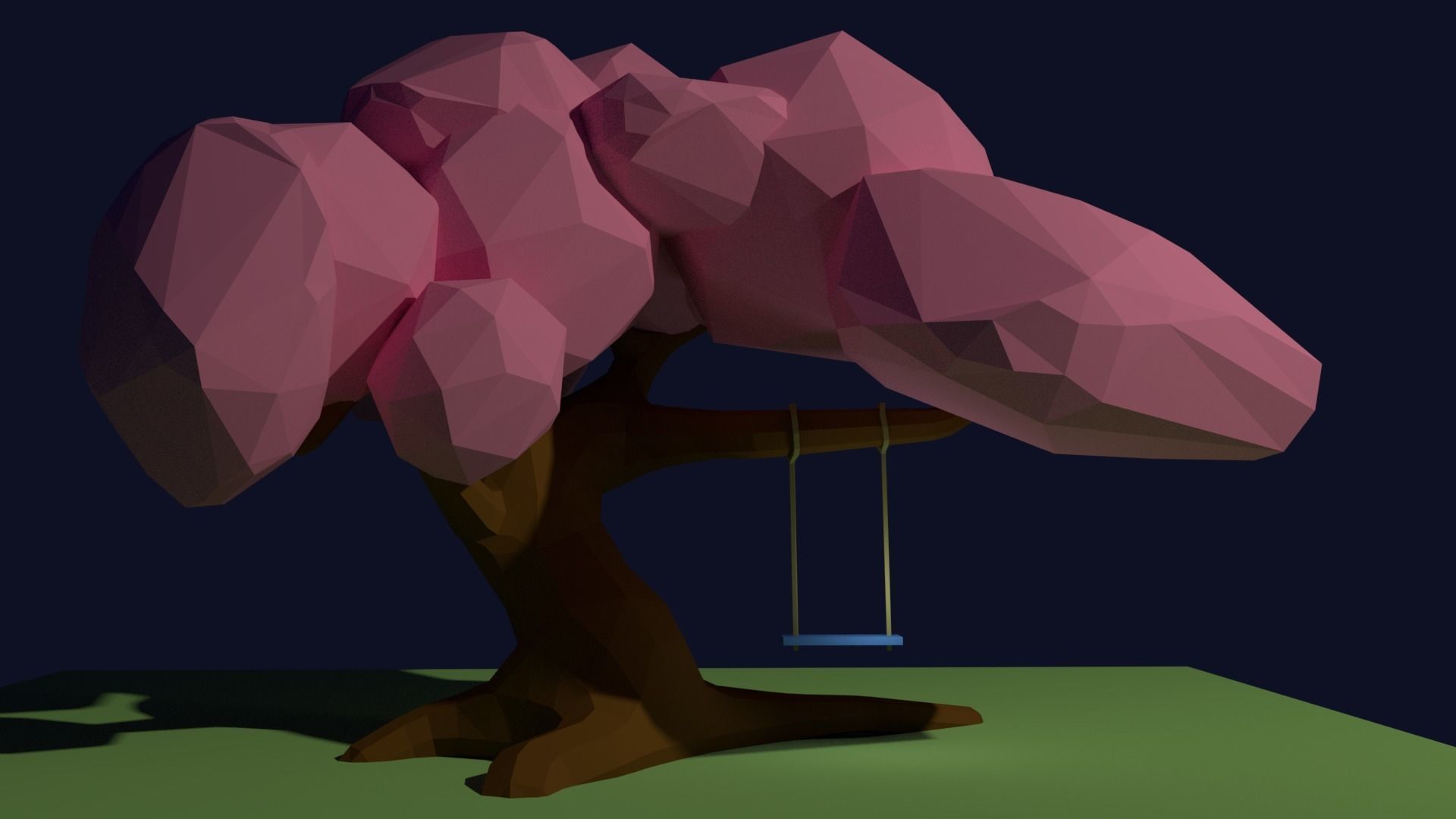  sakura with swing Low Poly Low-poly 3D model_0
