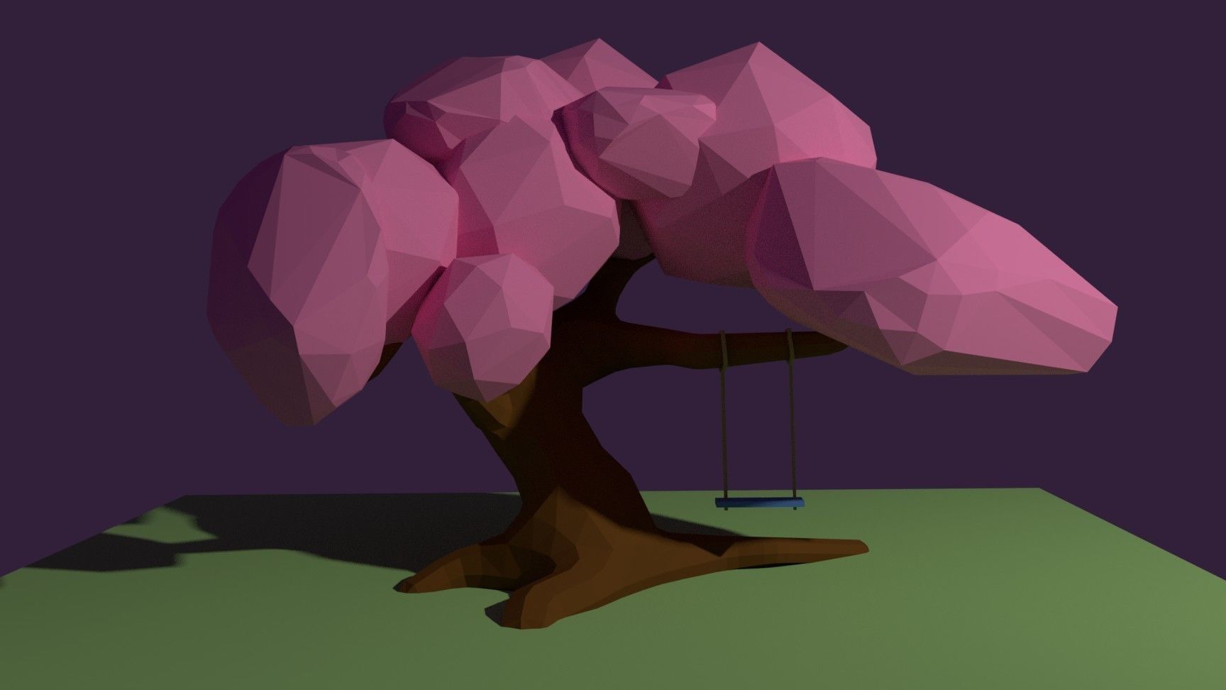  sakura with swing Low Poly Low-poly 3D model_2