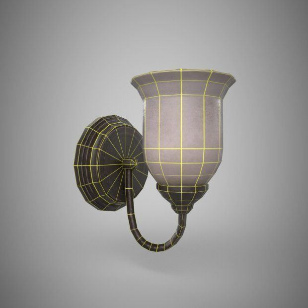 Sconce Light Low-poly 3D model_5