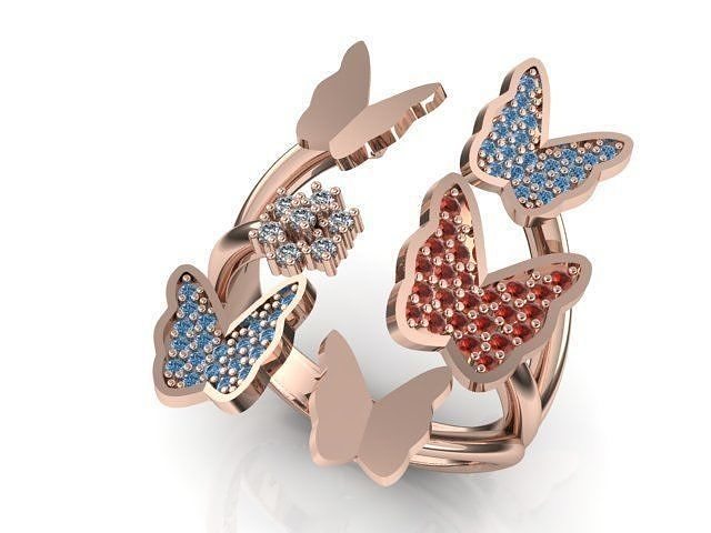 Butterfly Ring Gold Silver Rings 3D printing model 3D print model