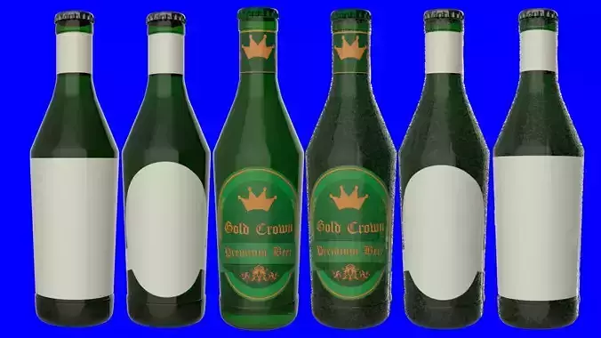 Beer Bottle with Beer and Condensation v04