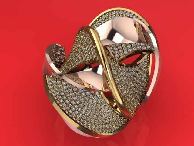 Fancy Ring Gold Silver 3D printing model 3D print model_3