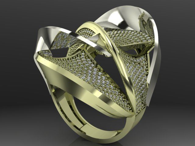 Fancy Ring Gold Silver 3D printing model 3D print model_2