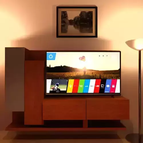 LED TV 55 INCH and WOOD CABINET IN REAL SIZE