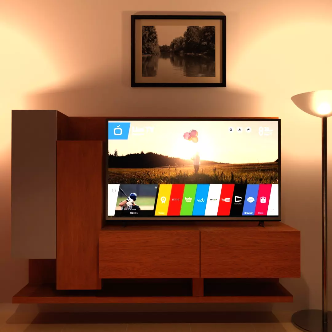 LED TV 55 INCH and WOOD CABINET IN REAL SIZE Free 3D model