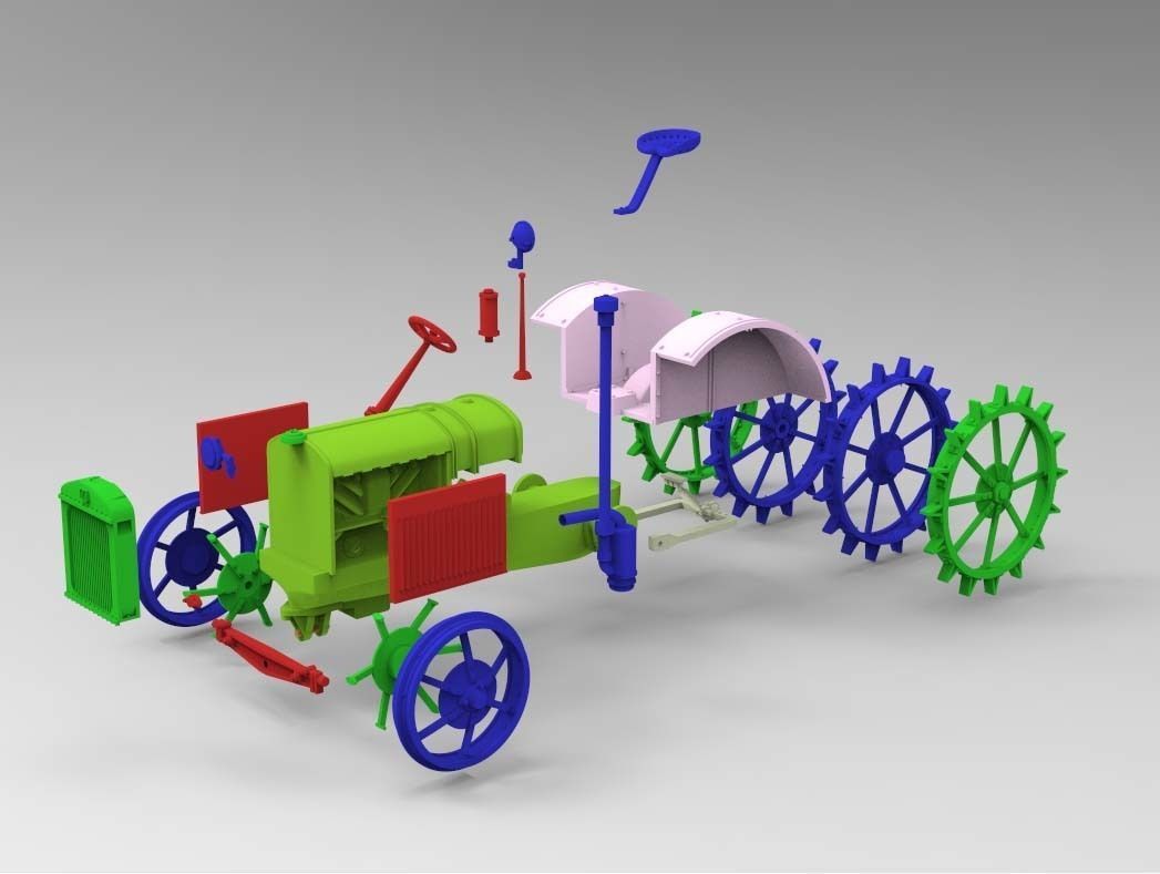 tractor with two wheels 3D print model_18